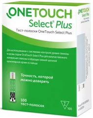 Тест-полоски One Touch Select Plus (Ван Тач Селект Плюс) № 100 Тест-полоски One Touch Select Plus (Ван Тач Селект Плюс) № 100